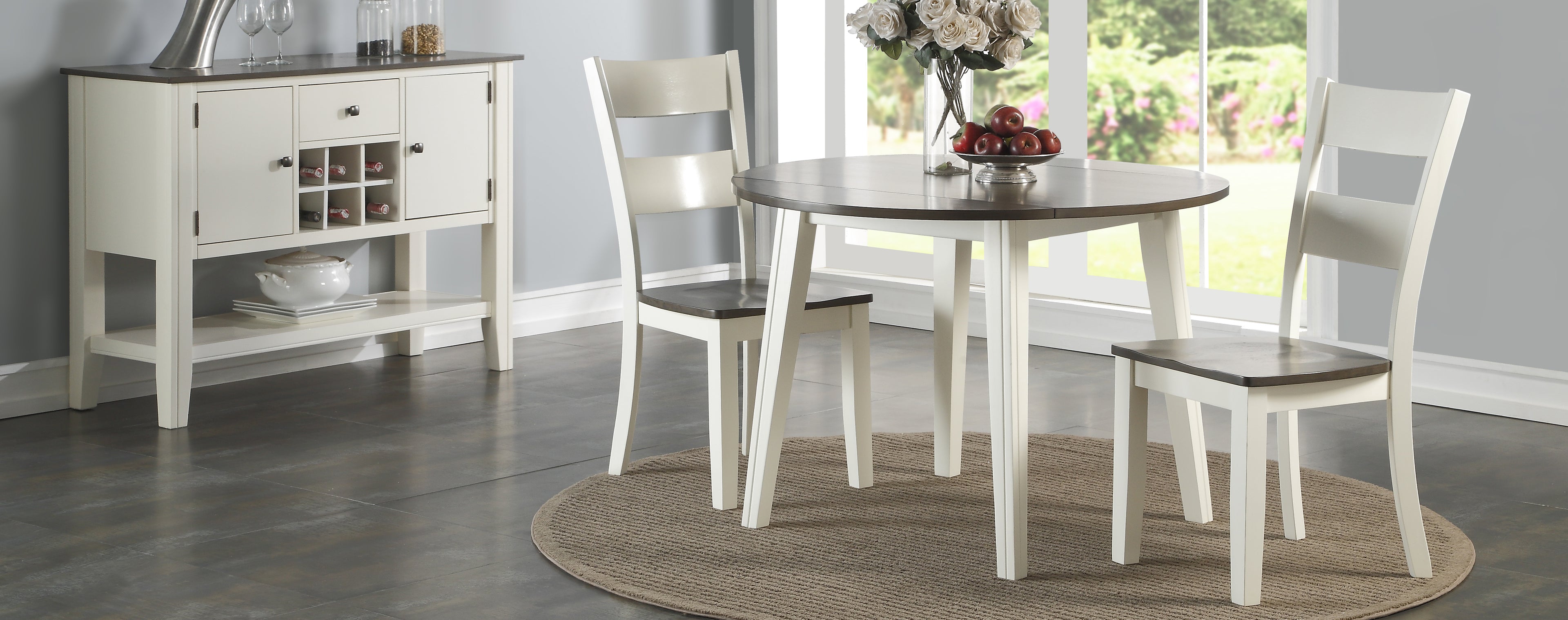 Grey White Drop Leaf Dining