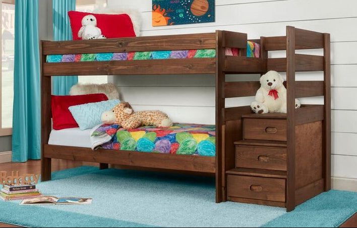 Twin Chestnut Stairstep Bunkbed