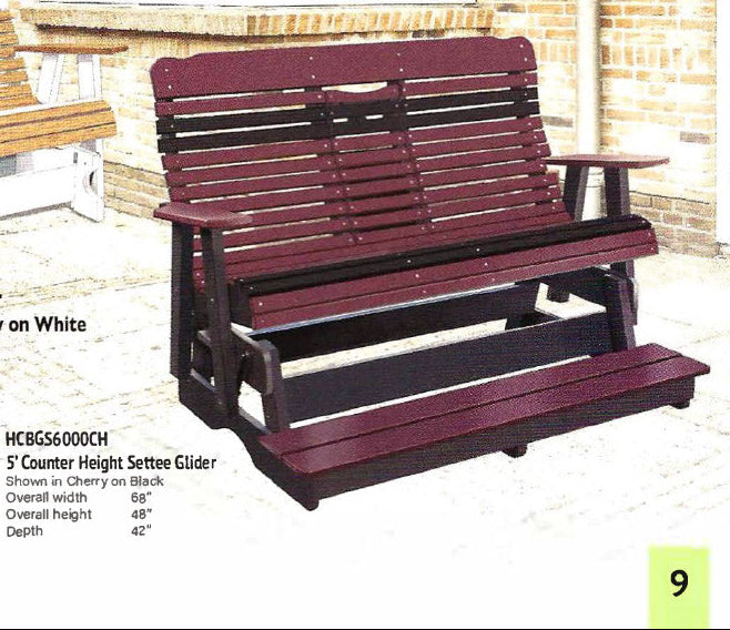High Curve Back Counter Height Settee Glider